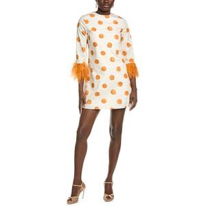 Kathleen Maeve Womens  Eva Feather Shift Dress, Orange